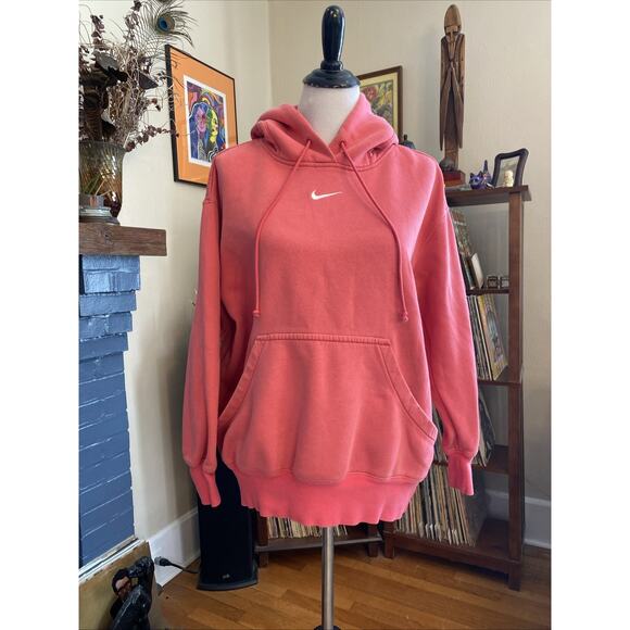 Nike Hoodie Womens S Pink Pullover Sweatshirt Swoosh Logo Kangaroo Pocket - Picture 1 of 13